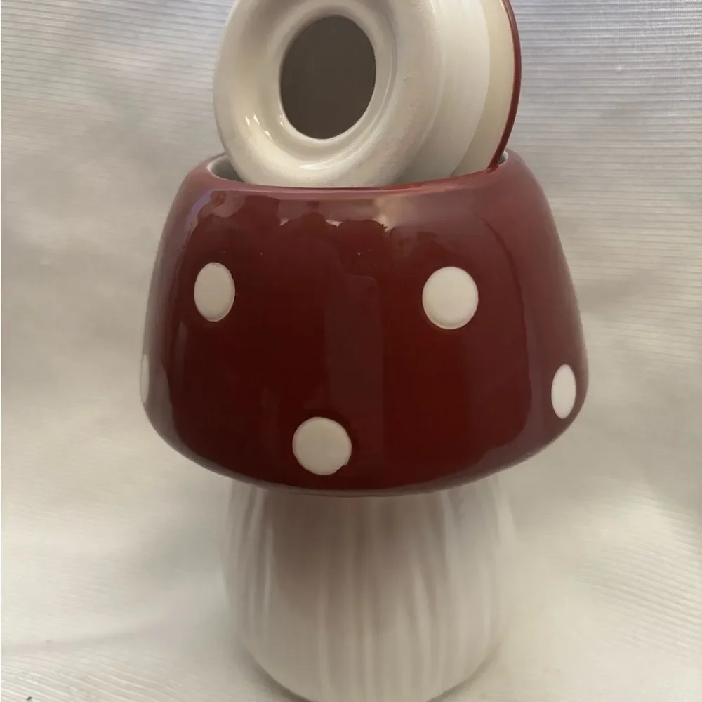 Red and White Ceramic Mushroom Decor